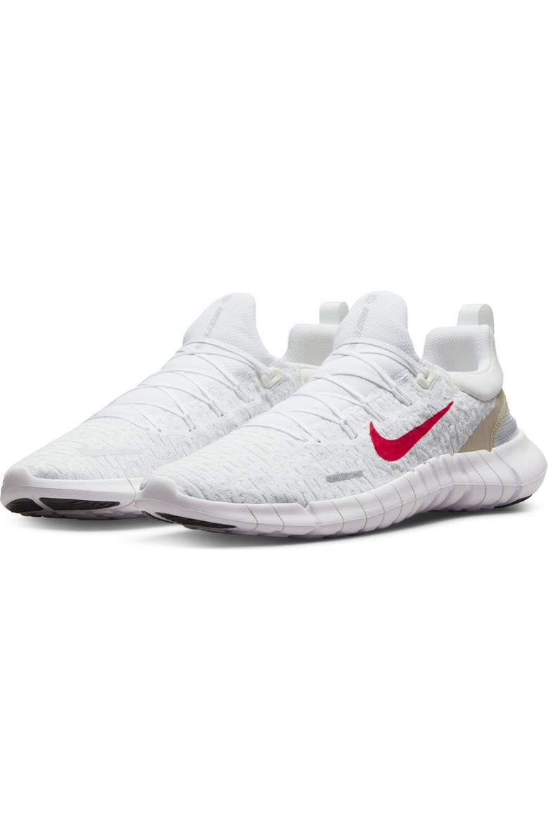 Nike Free Run 5.0 Running Shoe, Main, color, White/ Siren Red/ Off White