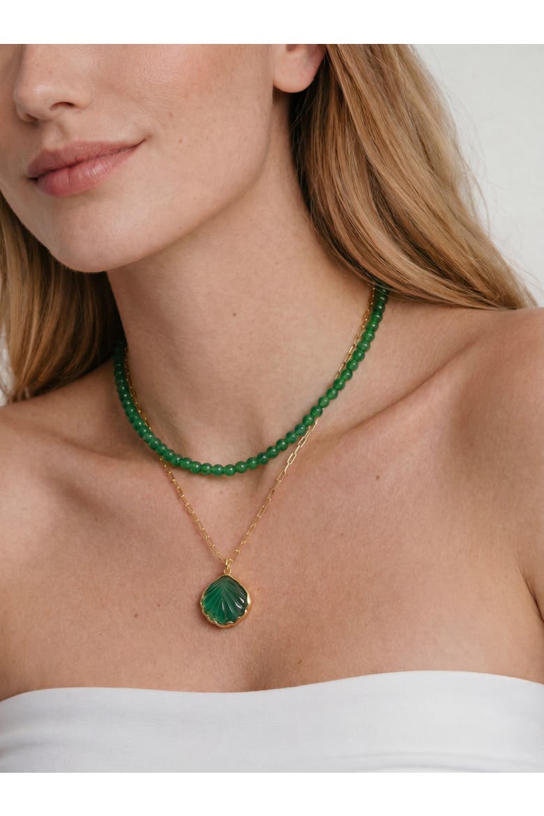 Forest Green chalcedony beaded necklace, Alternate, color, Green