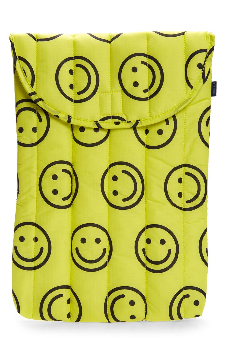 Puffy 16-Inch Laptop Sleeve, Main, color, YELLOW HAPPY