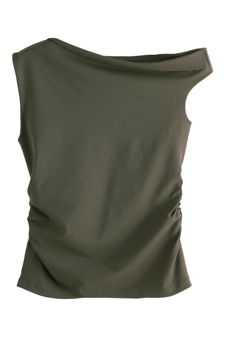 Side Ruched One-Shoulder Top, Main, color, GREEN