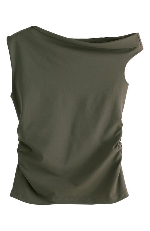 Next Side Ruched One-shoulder Top In Green