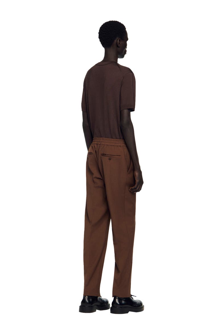 Elasticated straight-leg trousers, Alternate, color, Chocolate