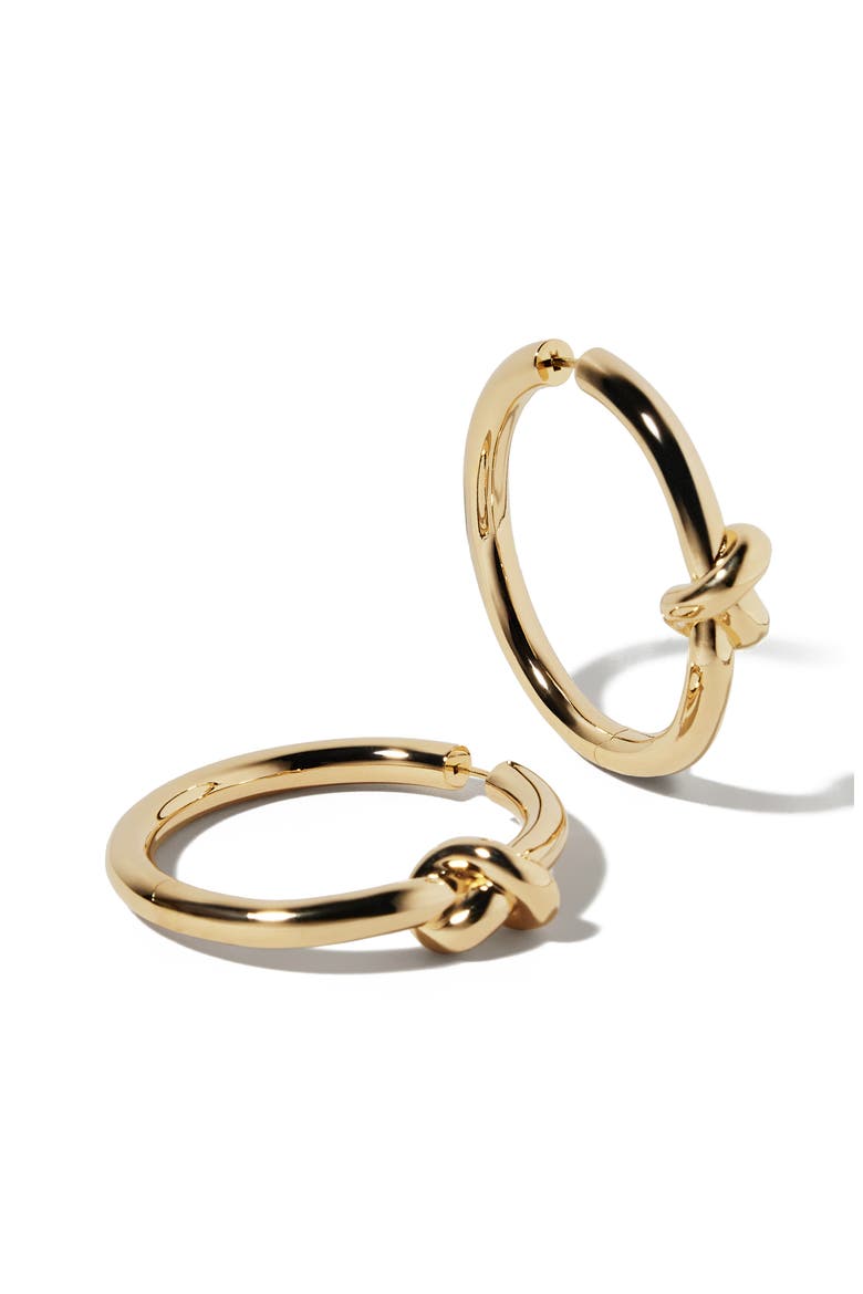 Mini Knot Hoop Earrings, Main, color, YELLOW GOLD