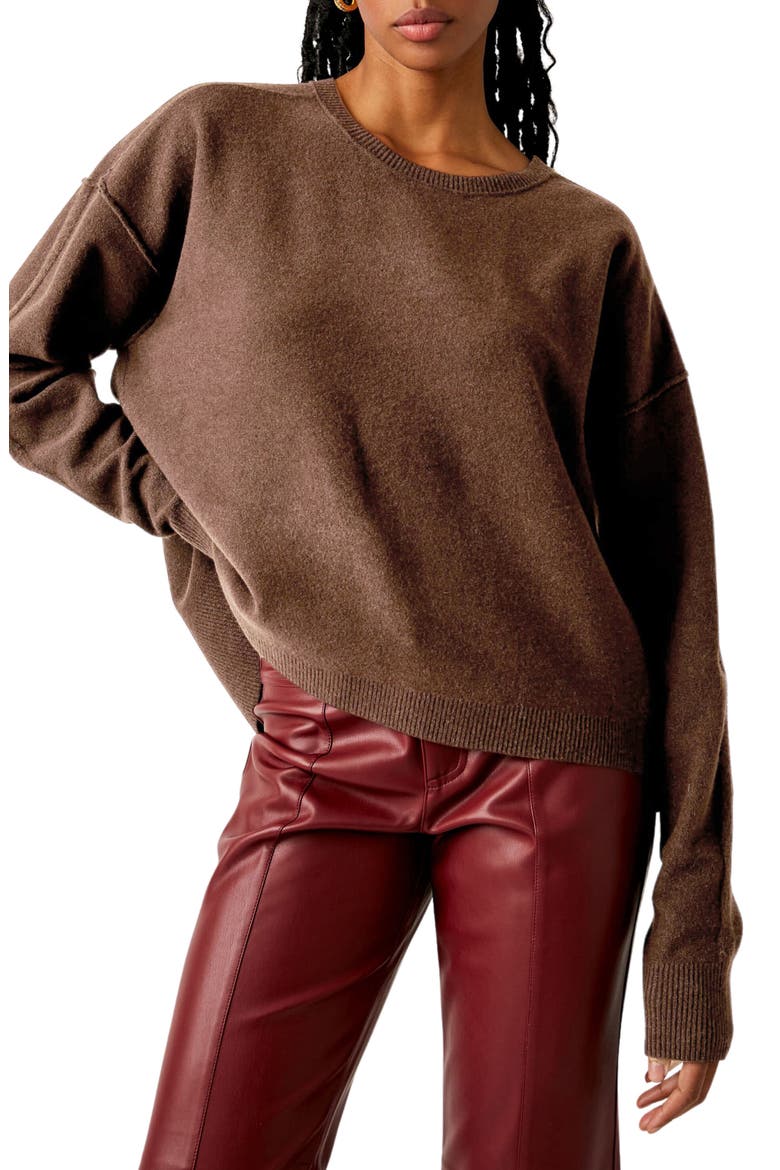 Luna High-Low Sweater, Main, color, CHOCOLATE HEATHER