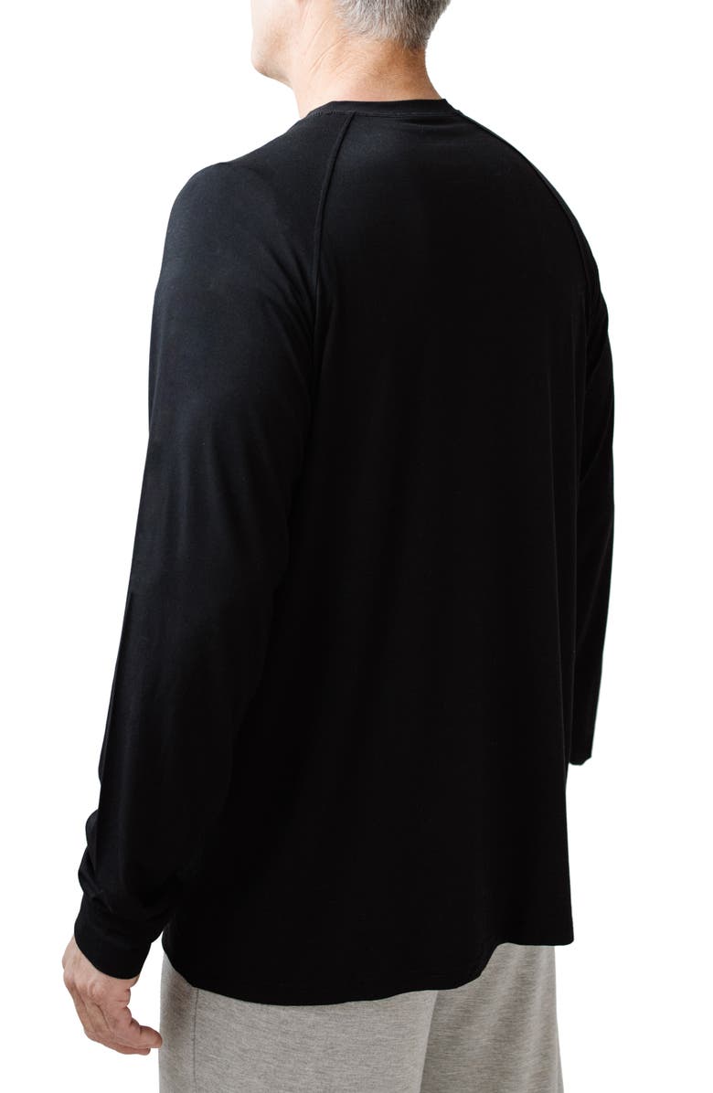 Cozy Earth Stretch Long Sleeve Crewneck T-Shirt, Alternate, color, Black