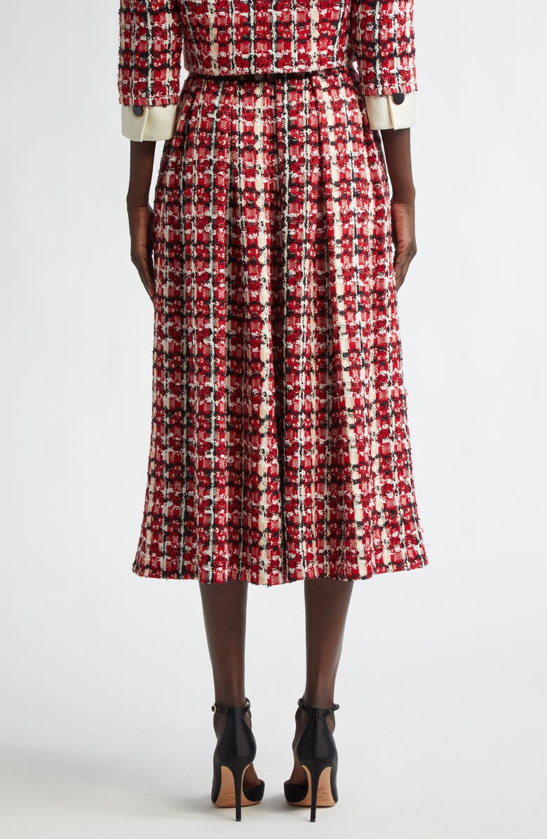 ST. JOHN Plaid Pleated Tweed Skirt, Alternate, color, 