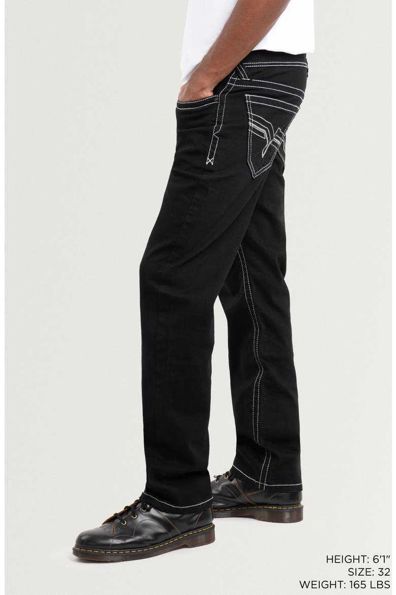 Saddle Stitch Relaxed Straight Leg Jeans, Alternate, color, BLACK