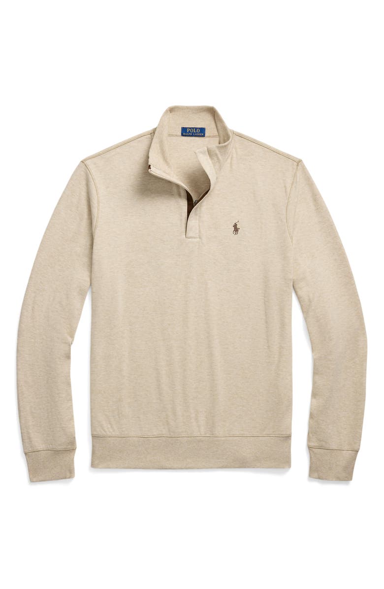 Polo Ralph Lauren Cotton Blend Quarter Zip Pullover, Alternate, color, Expedition Dune Heather