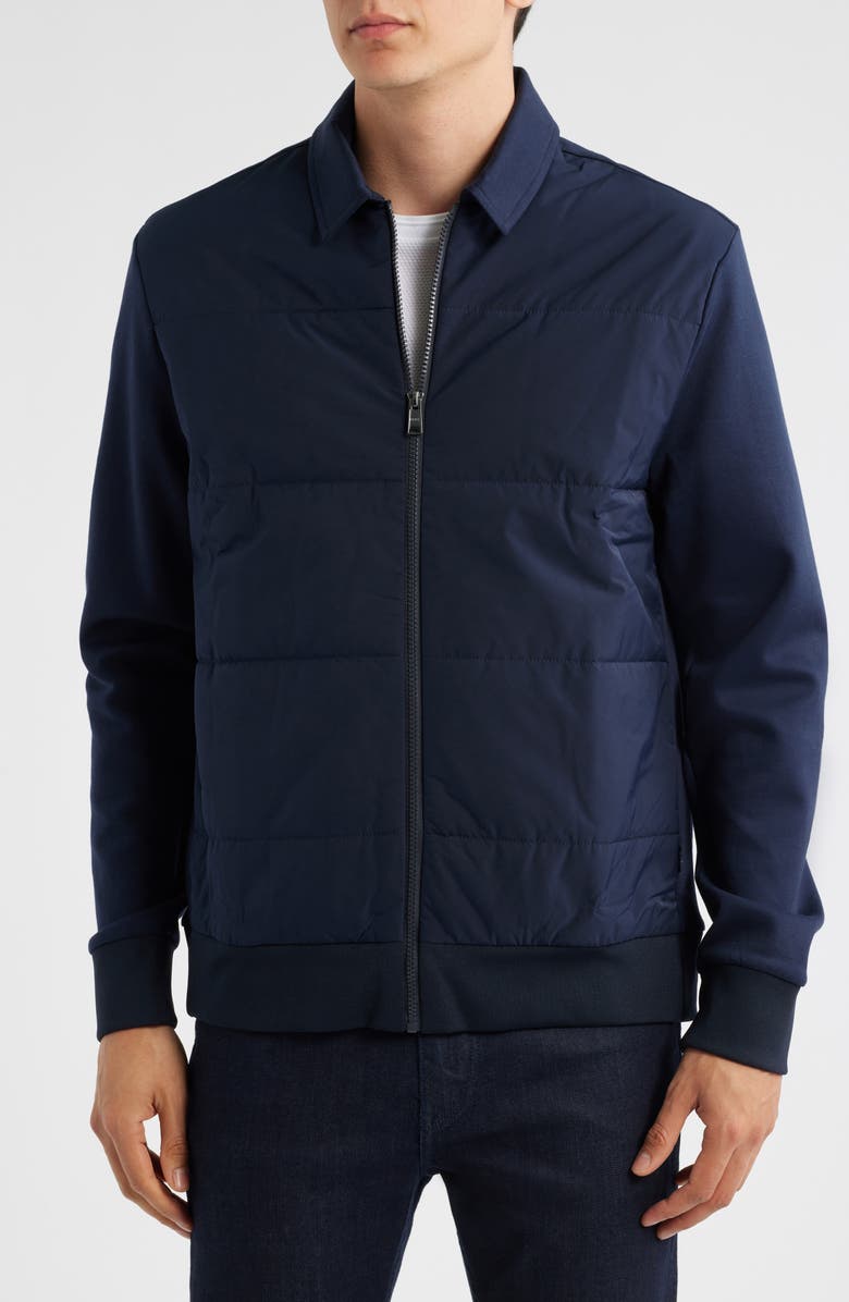 BOSS Sigmon Quilted Zip Jacket, Alternate, color, Dark Blue