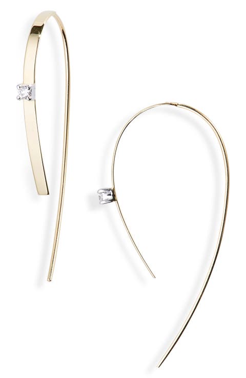 14K Gold Small Diamond Hooked-On Hoop Earrings
