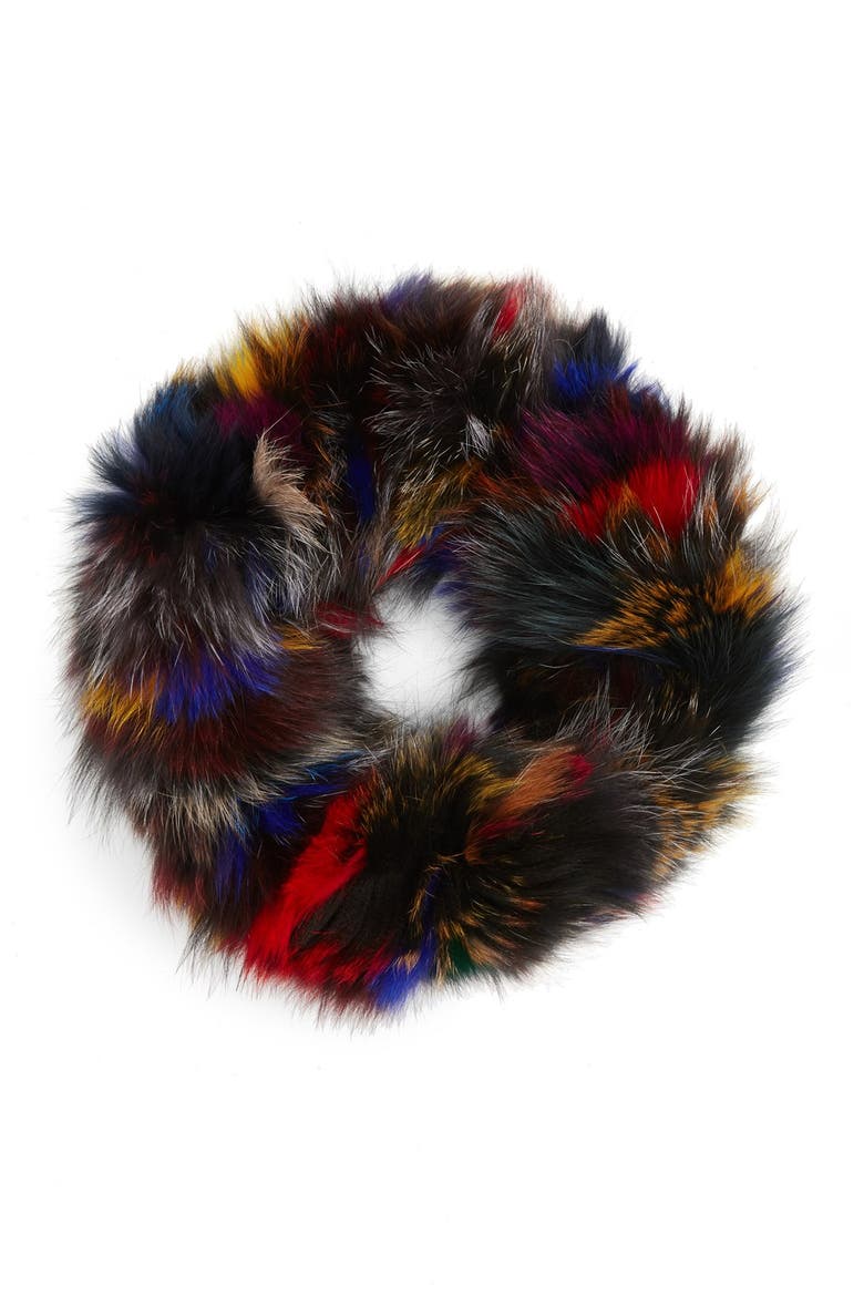 Genuine Fox Fur Infinity Scarf, Main, color, MULTI/ BLACK