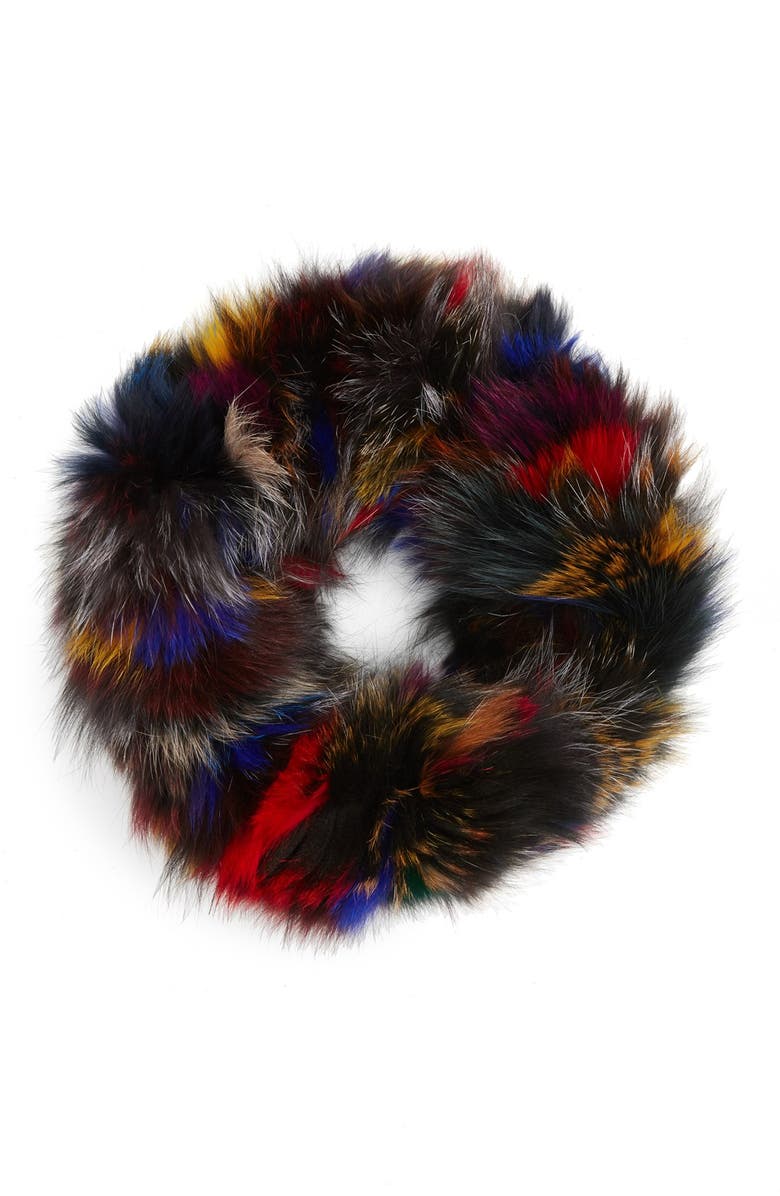 Toria Rose Genuine Fox Fur Infinity Scarf, Main, color, 
