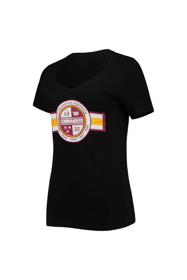 Women's New Era Black Washington Commanders V-Neck T-Shirt, Alternate, color, Black