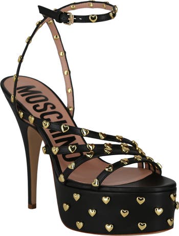 Heart Studded Ankle Strap Platform Sandal