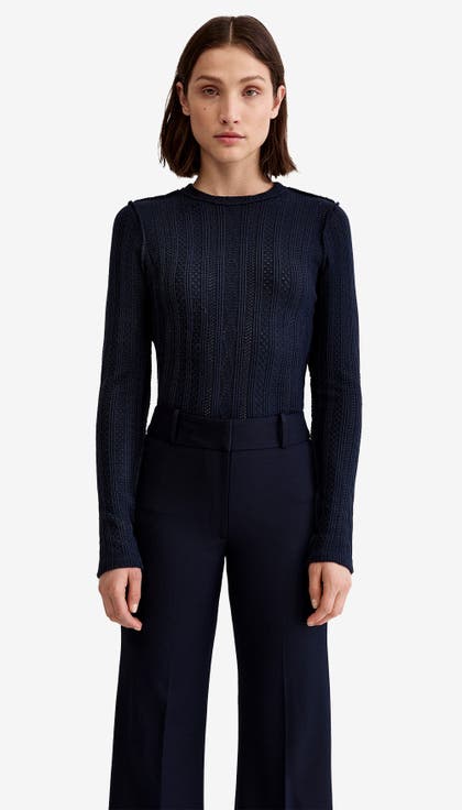 Pointelle Knit Crewneck