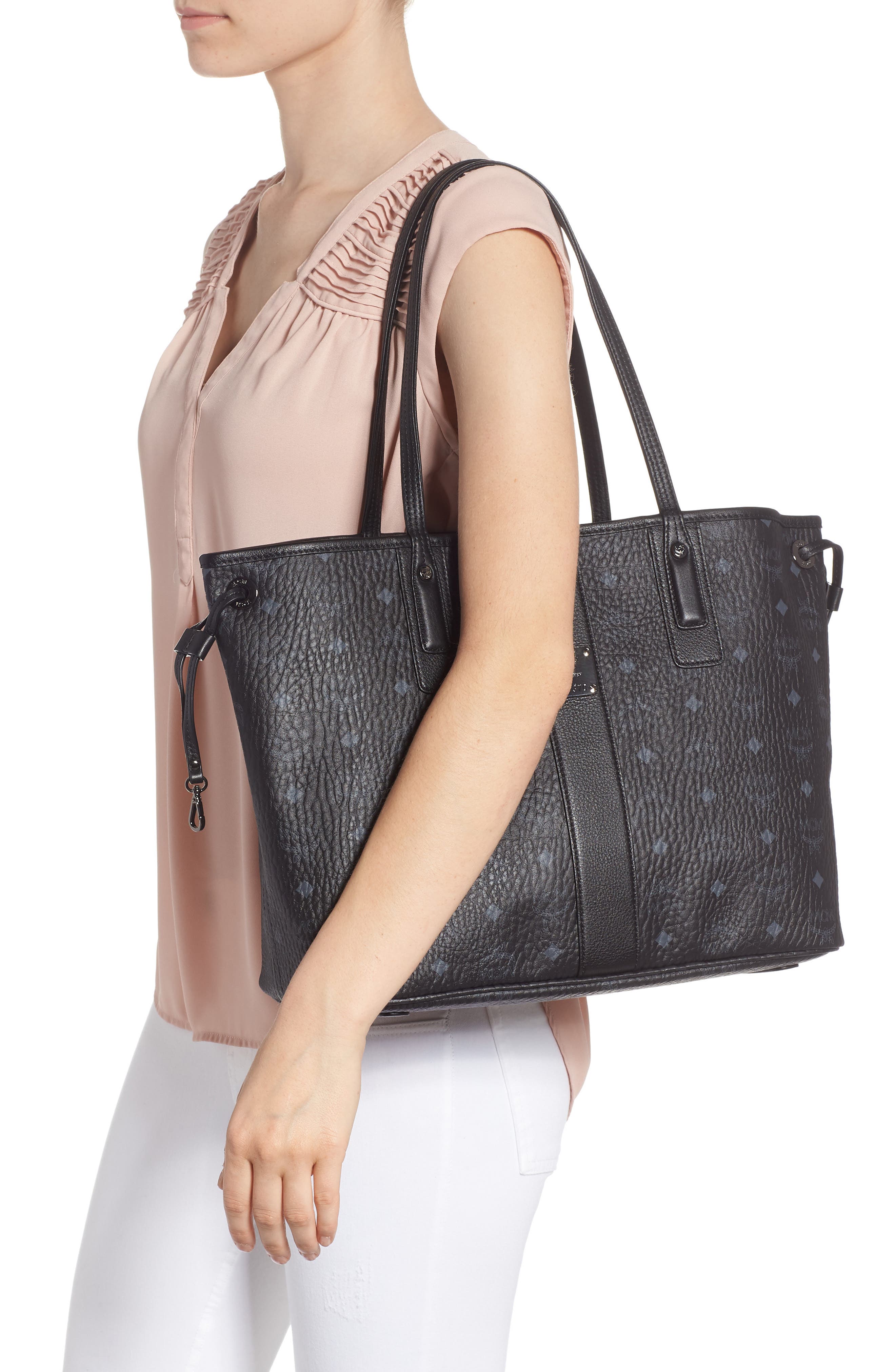 Medium Liz Reversible Shopper, Alternate, color, JET BLACK