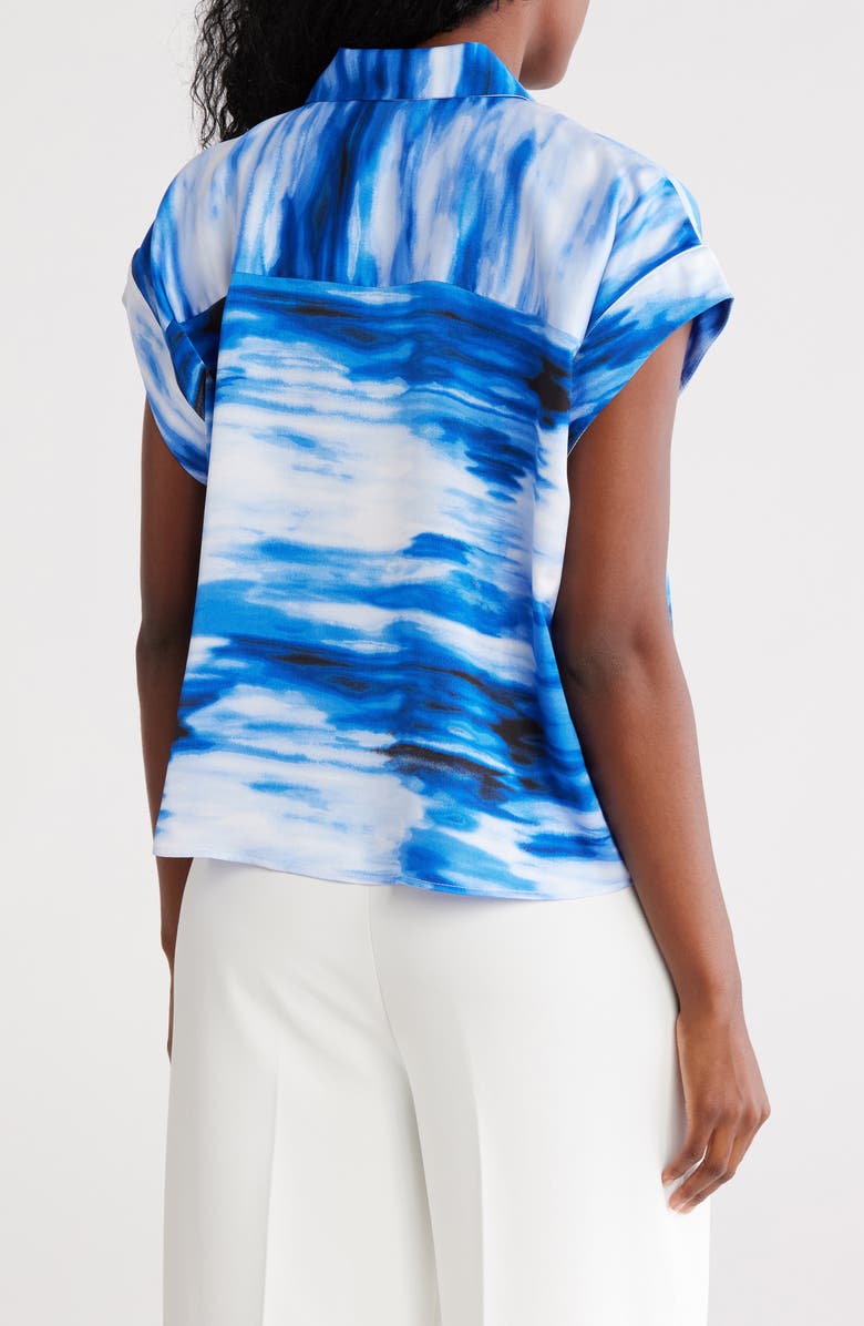 DKNY Camp Shirt, Alternate, color, Black/ Atlantic Blue