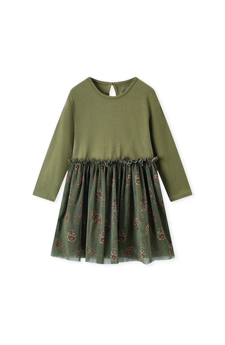 Milkbarn Cotton Stretch Long Sleeve Ballet Dress, Main, color, Pinecone