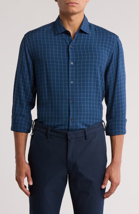 Shorehouse Windowpane Plaid Button-Up Shirt