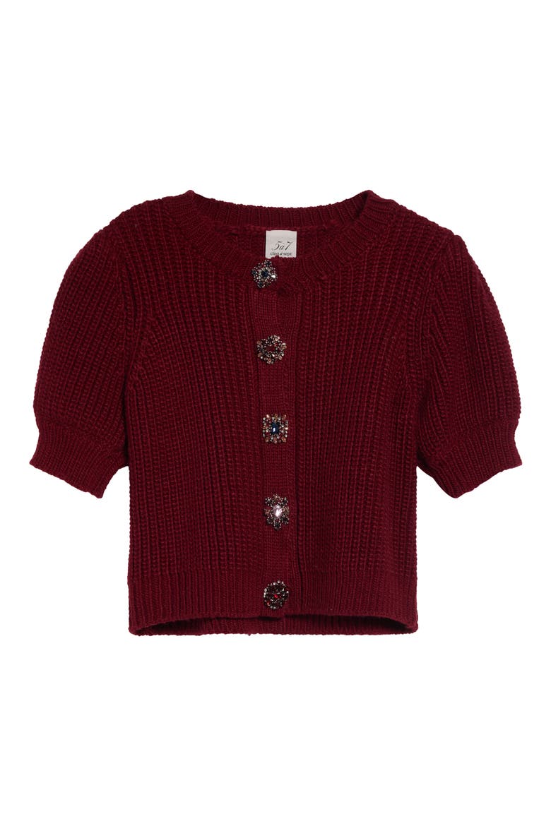Rita Baroque Embellished Cardigan, Alternate, color, BERRYWINE