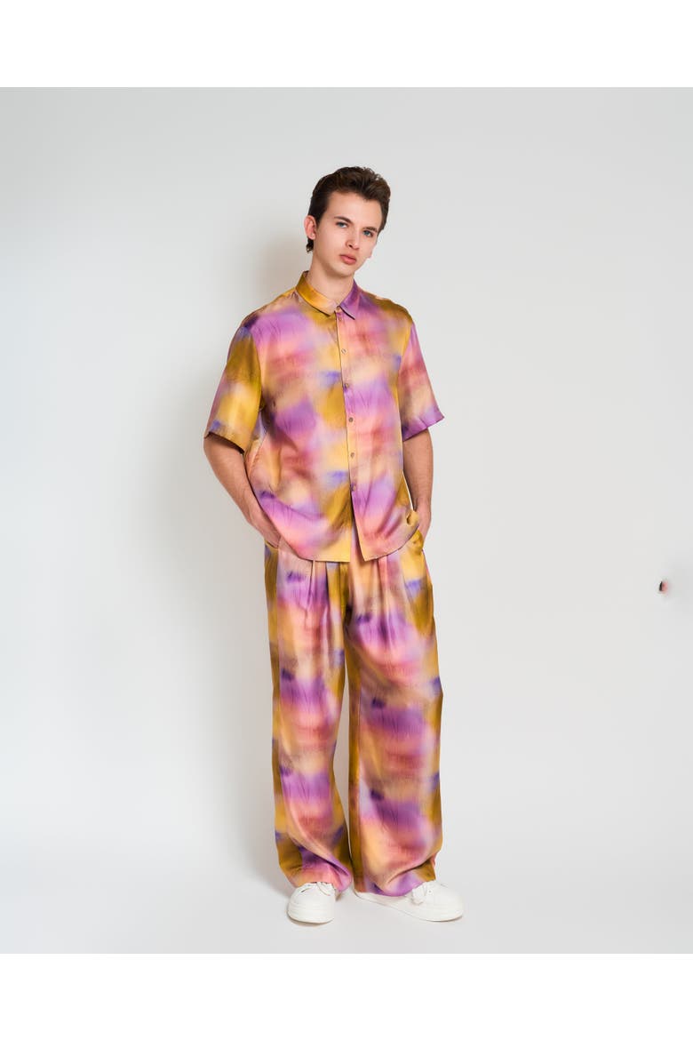 "Brooklyn" Oversized Silk Hawaii Shirt, Alternate, color, Pink