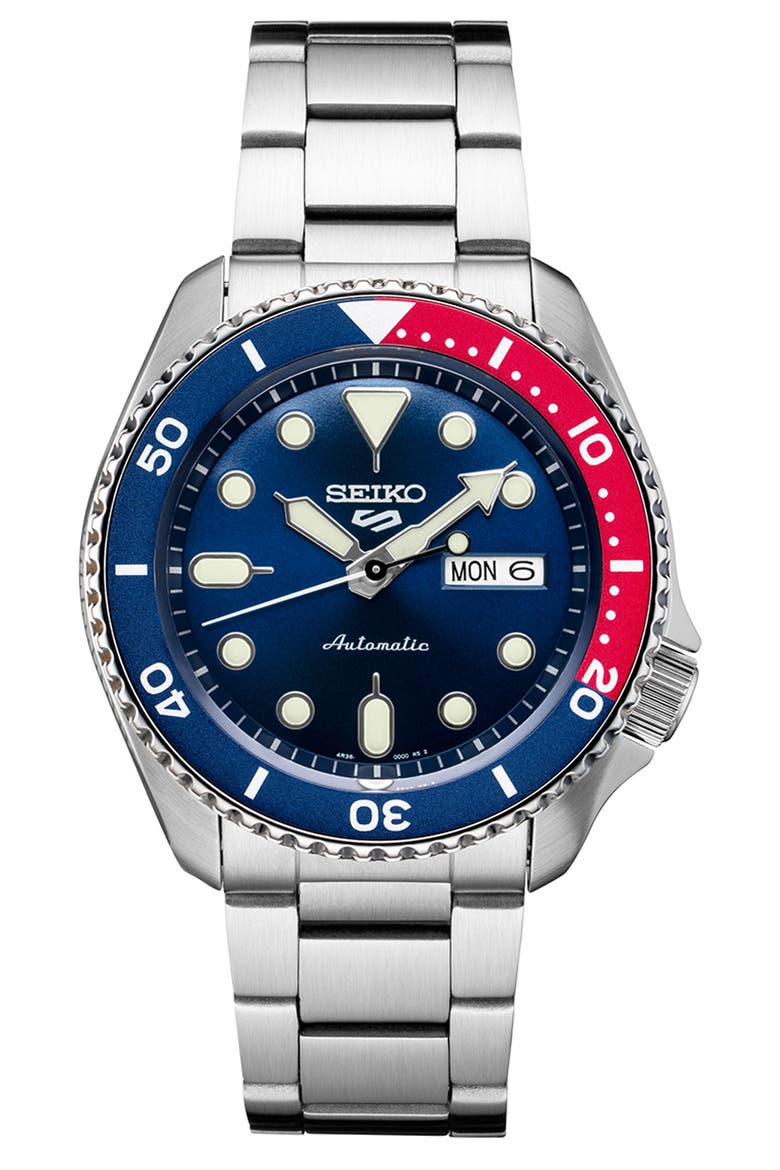 5 Sports Automatic Bracelet Watch, 38mm, Main, color, RED & BLUE