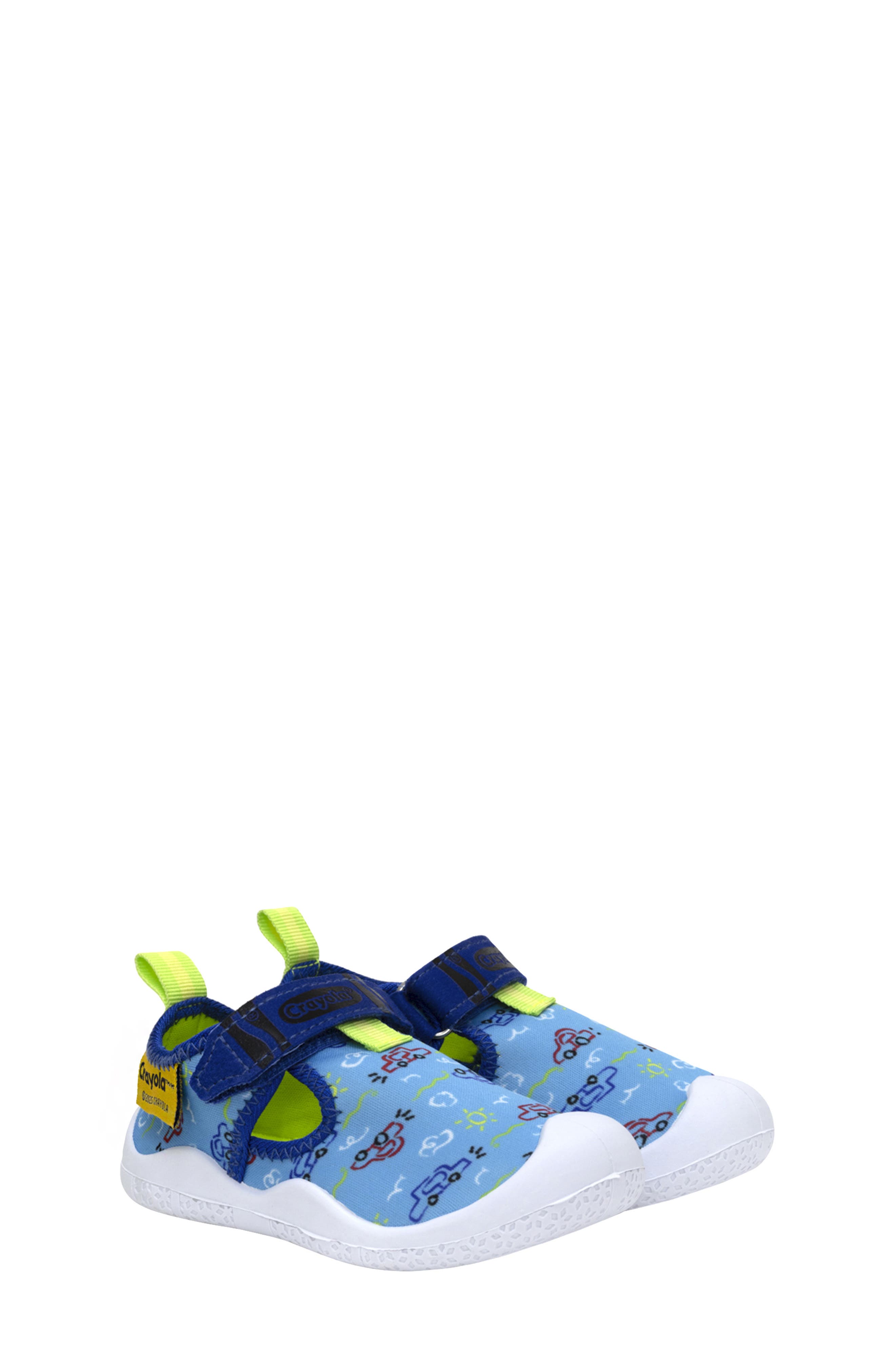 Robeez<sup>®</sup> Kids' Car Doodles Sandal, Main, color, Medium Blue