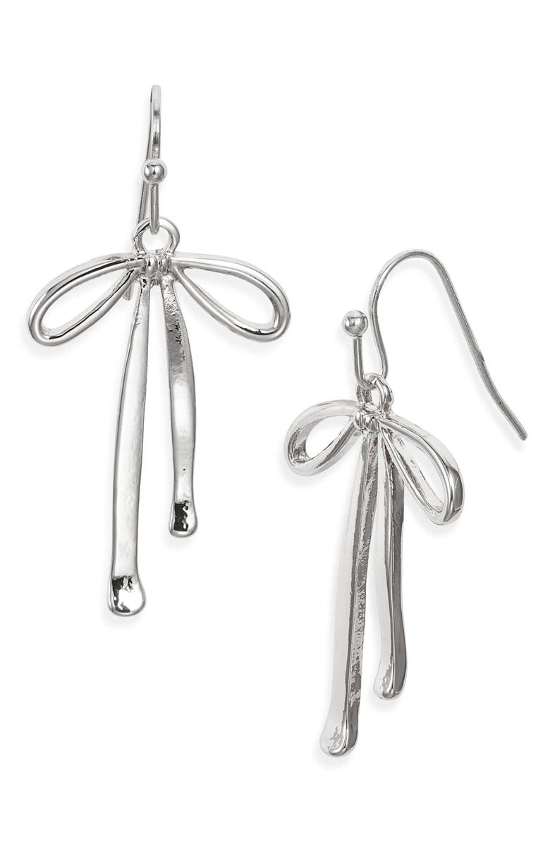 BP. Bow Drop Earrings, Main, color, Rhodium