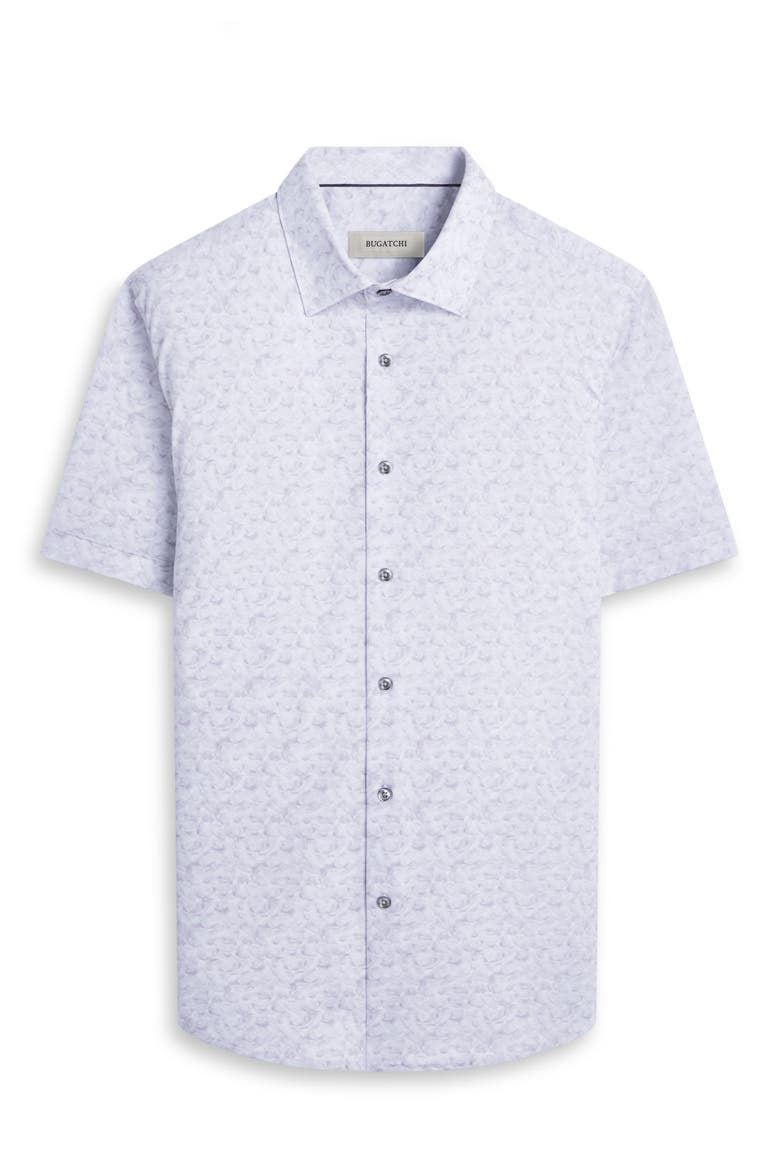 Myron OoohCotton® Abstract Print Short Sleeve Button-Up Shirt, Alternate, color, PLATINUM