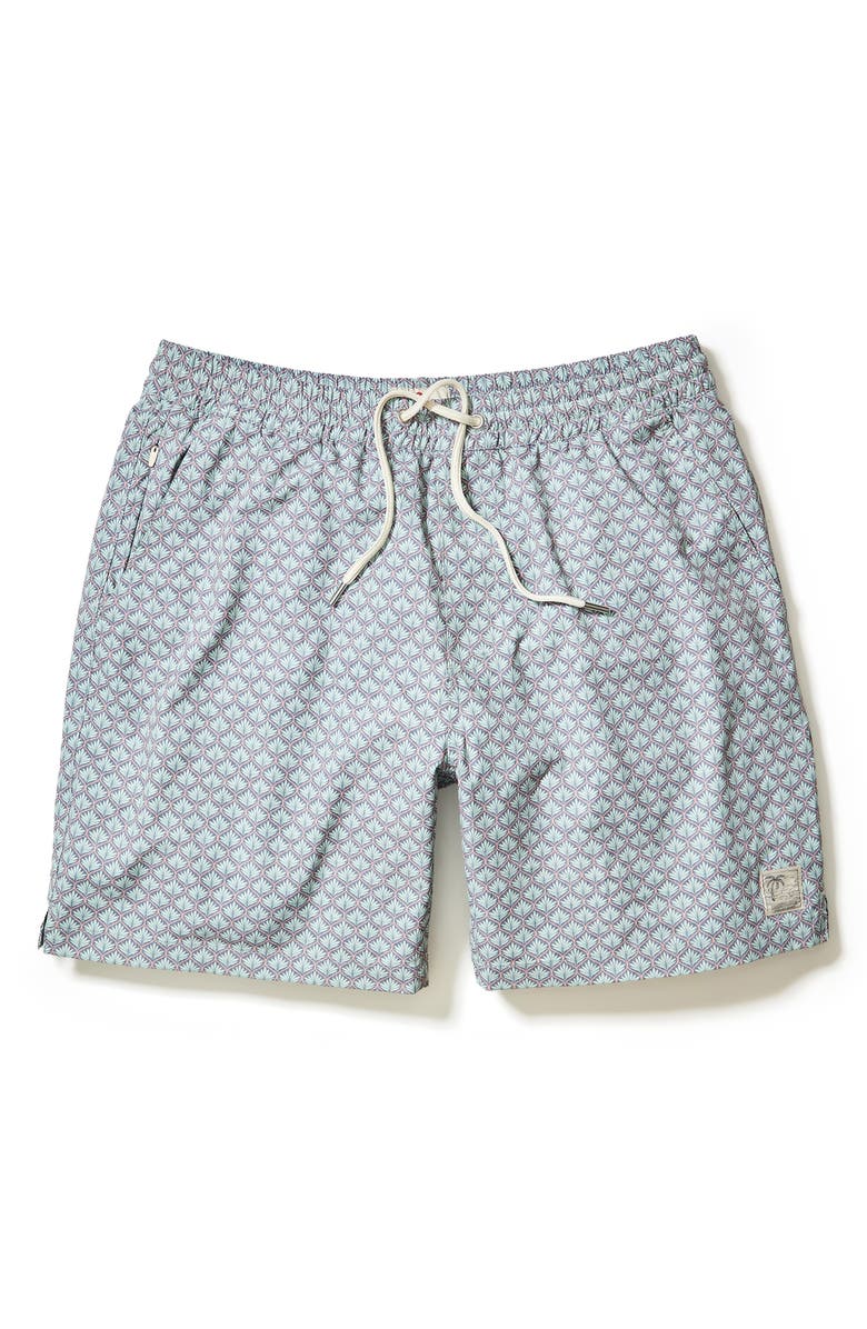 Marine Layer Lined Sport & Swim Trunks, Alternate, color, Aqua Agave Print