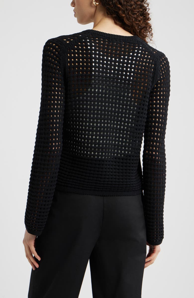 Nordstrom Mesh Stitch Cardigan, Alternate, color, Black