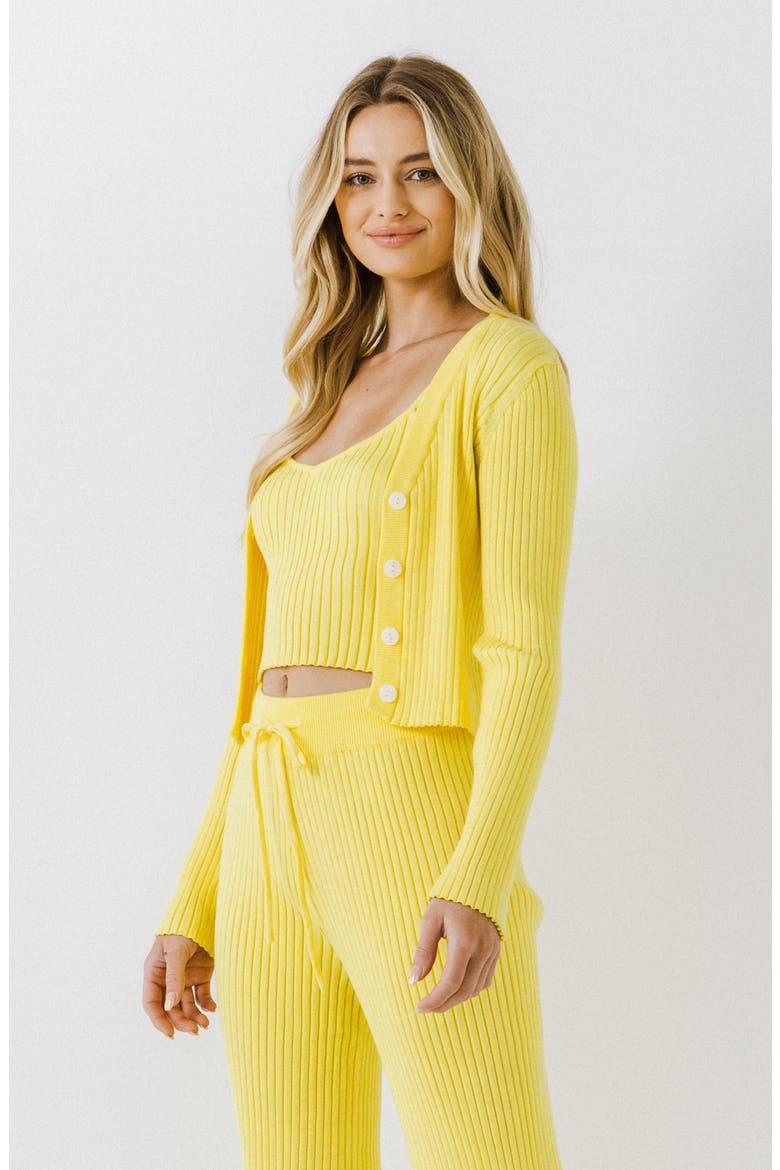 Ribbed Crop Cardigan, Alternate, color, LIME