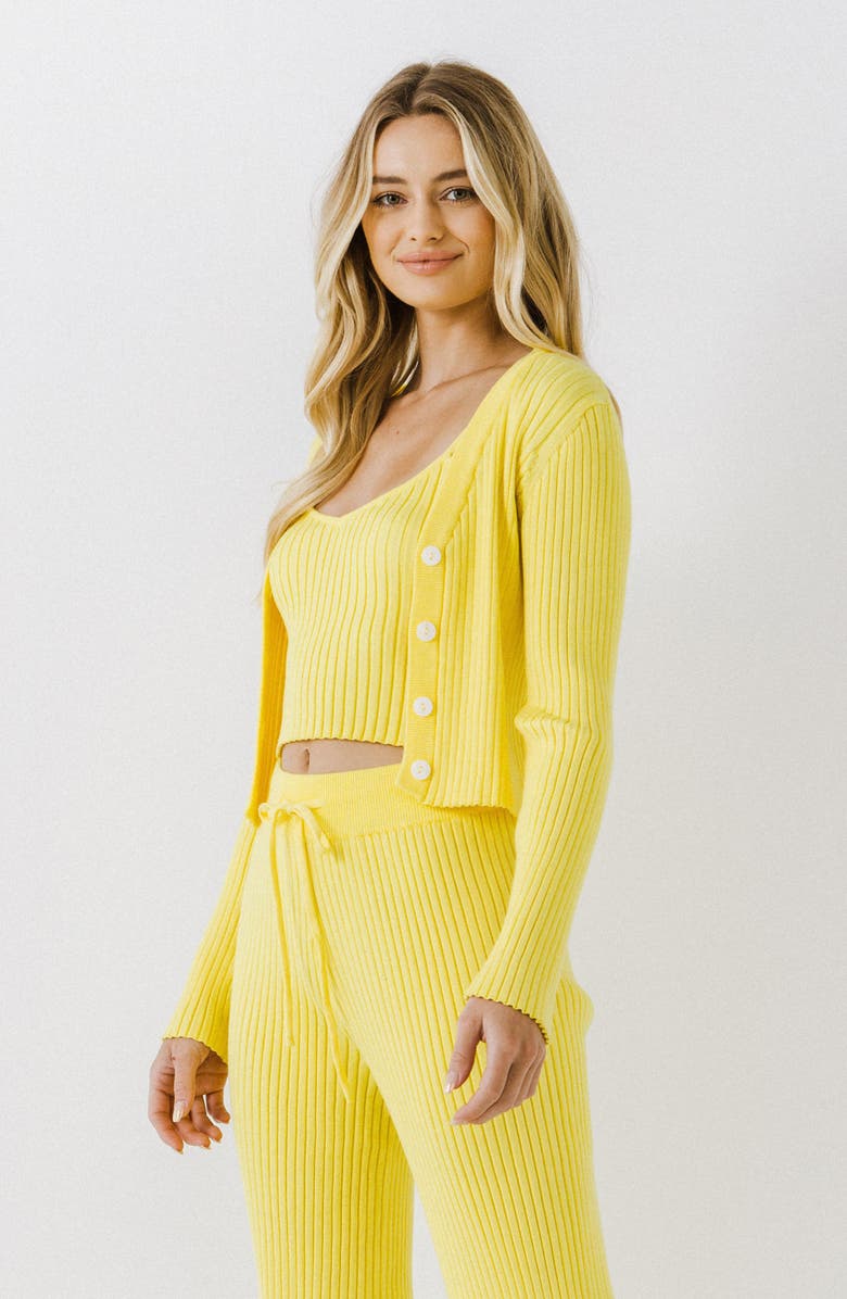 Endless Rose Ribbed Crop Cardigan, Alternate, color, Lime