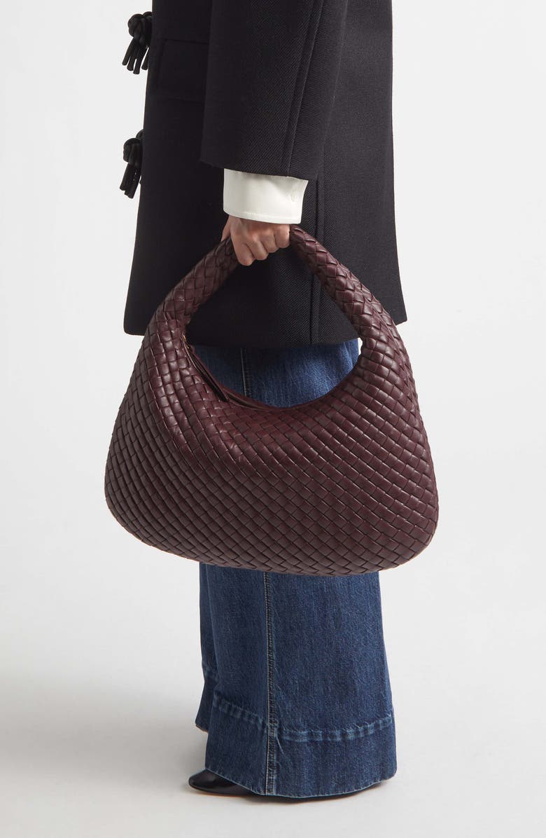 Bottega Veneta Borsa Intrecciato Leather Shoulder Bag, Alternate, color, 6147 Deep Mahogany-Mb
