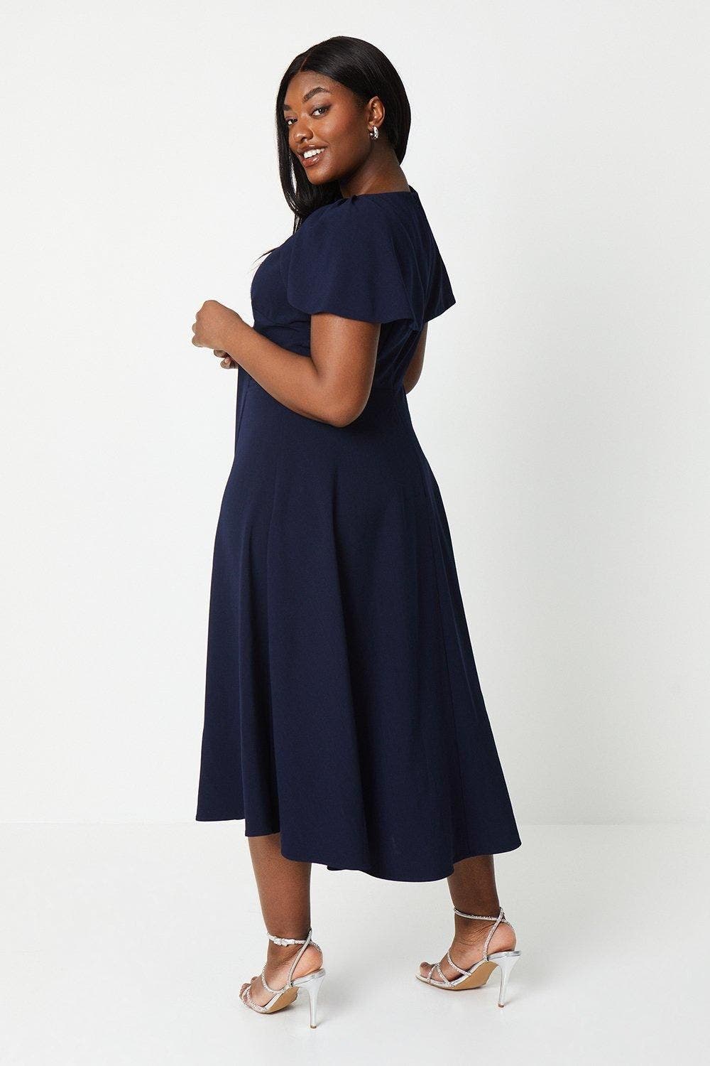 Plus V Neck Ponte Midi Dress - image 2