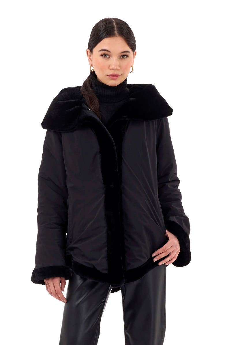 GORSKI Shearling Lamb Jacket Reversible To Taffeta, Alternate, color, Black/Black