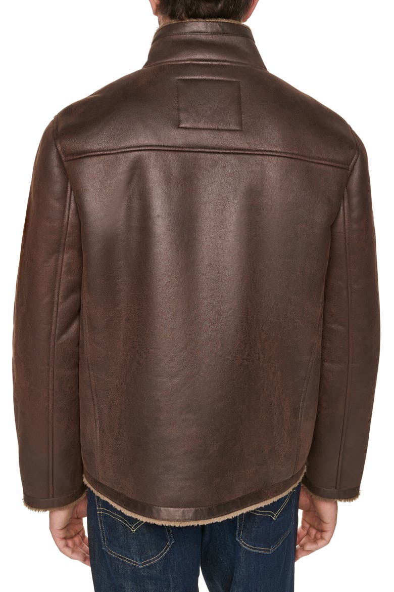 Faux Shearling Jacket, Alternate, color, DARK BROWN