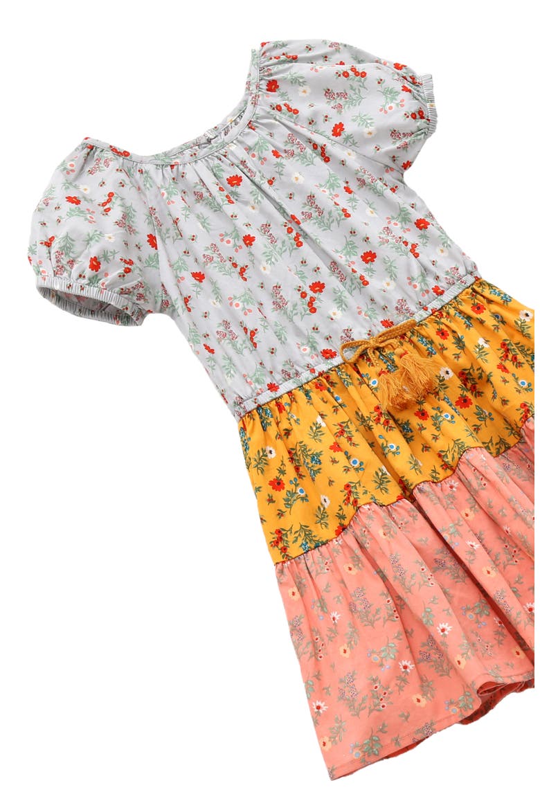 Kids' Floral Tiered Cotton Dress, Alternate, color, MULTI
