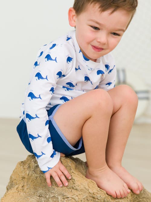 Ruggedbutts Boys Upf50+ Sun Protected Long Sleeve Rash Guard In Whale Friends