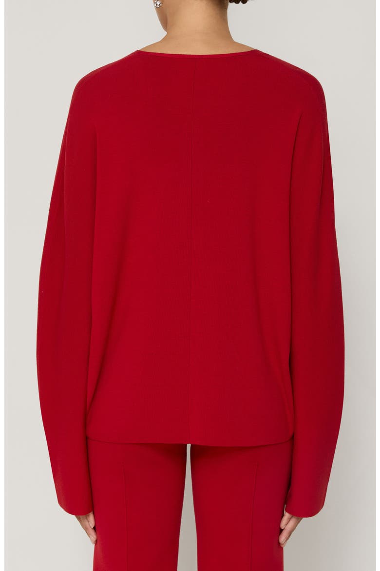 Rib Matte Crepe V-Neck Sweater, Alternate, color, SPARK