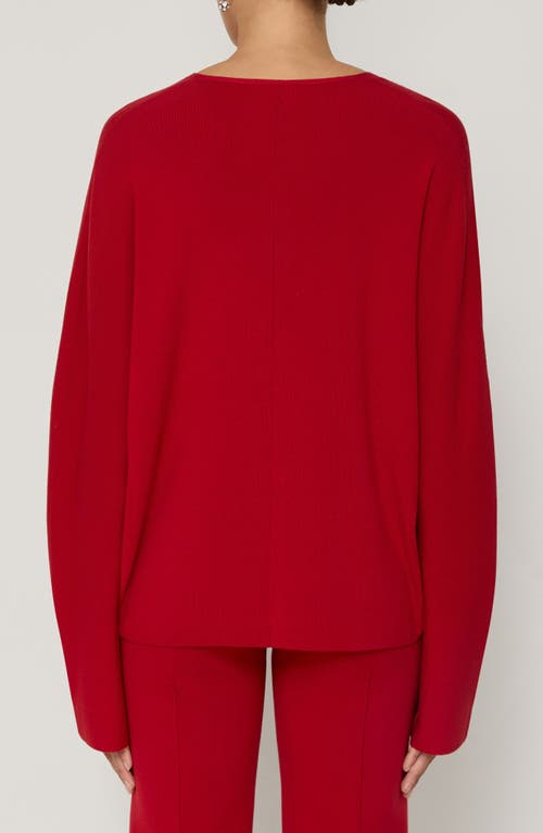 Lafayette 148 New York Rib Matte Crepe V-neck Sweater In Red