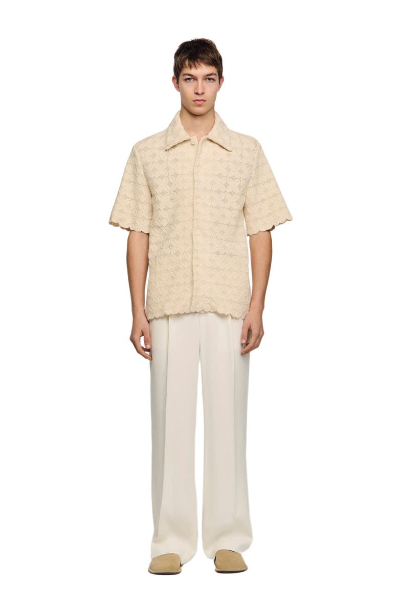 SANDRO Cotton broderie anglaise shirt, Alternate, color, Ecru