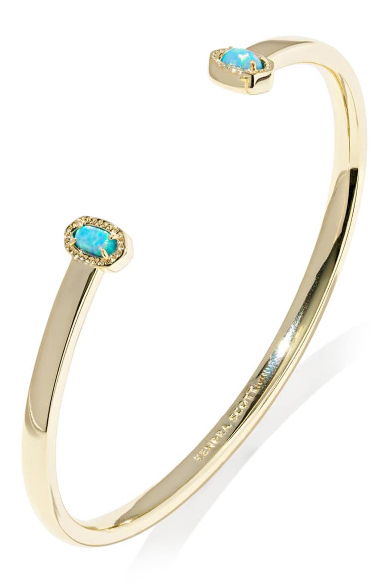 Mini Elton Lab Created Opal Cuff Bracelet, Main, color, GOLD BLUE LAB GROWN OPAL