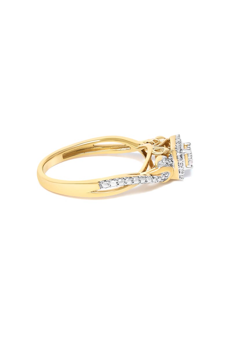 14K Yellow Gold Plated Silver 1/10 Cttw Diamond Composite Halo Engagement Ring, Alternate, color, Yellow