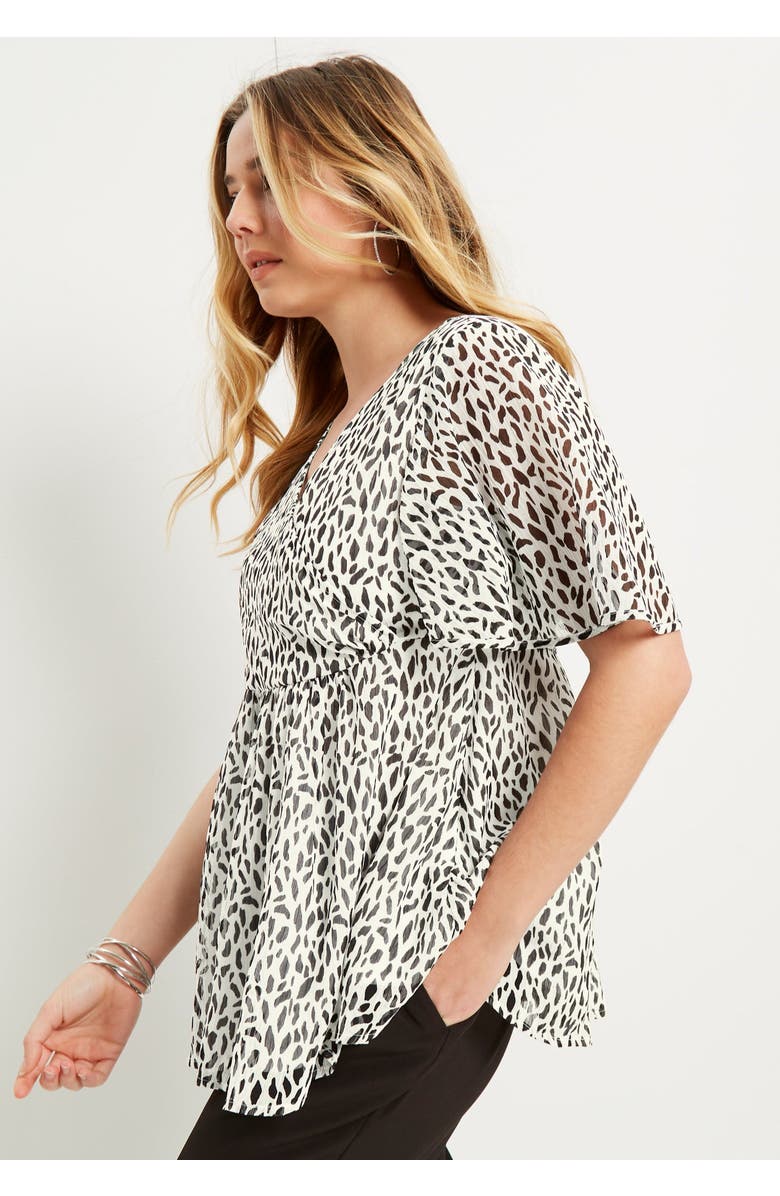 June + Vie Faux Wrap Fit-and-Flare Top, Alternate, color, Black Onyx