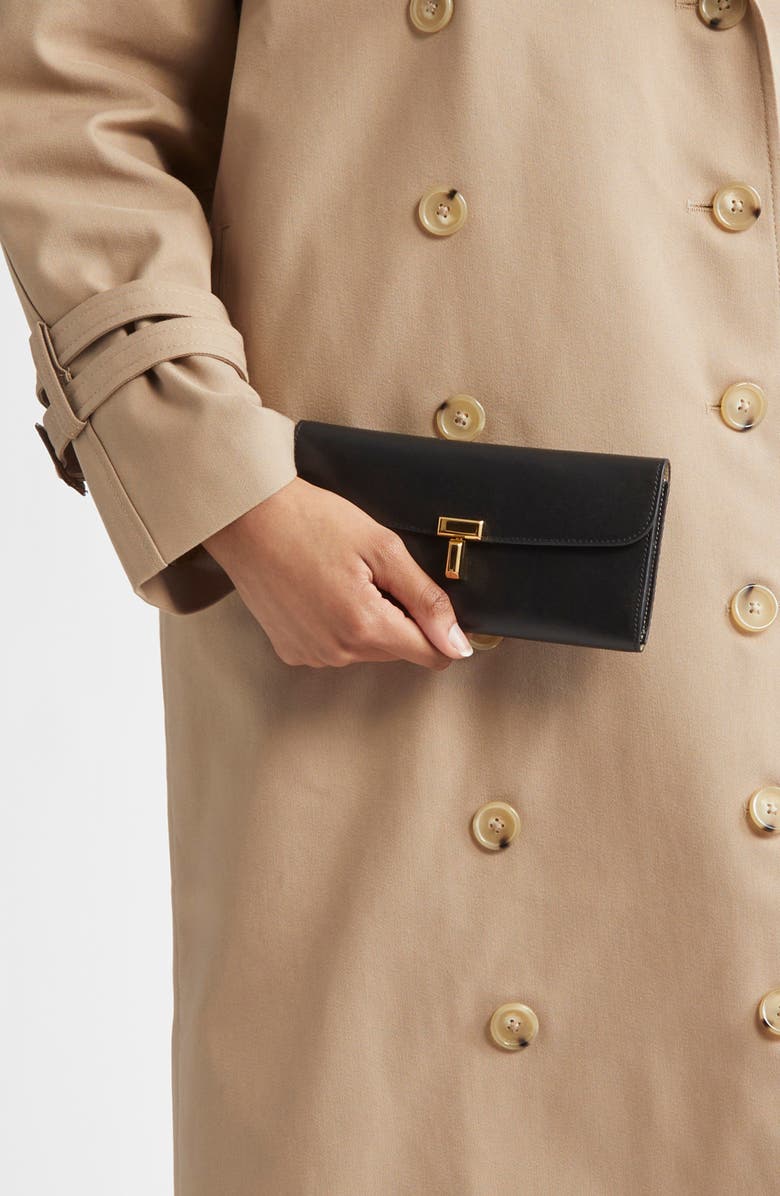 TOTEME T-Lock Leather Wallet, Alternate, color, Black