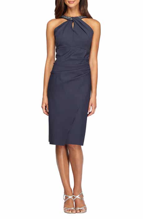 Alex Evenings Contour Collection Halter Embellished Cocktail Dress