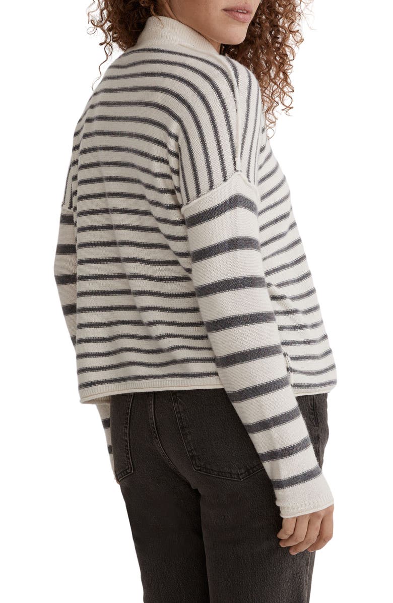 Madewell Stripe Play Mock Neck Pullover Sweater, Alternate, color, 