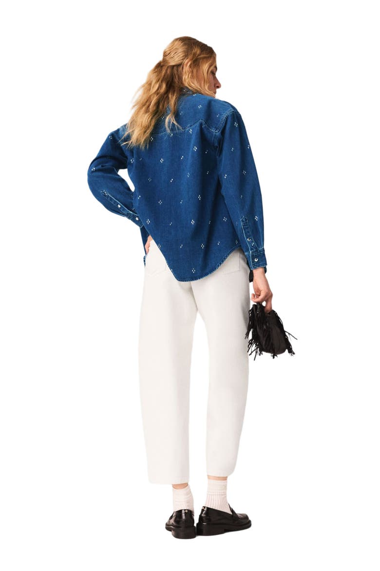 Rhinestone denim shirt, Alternate, color, Blue