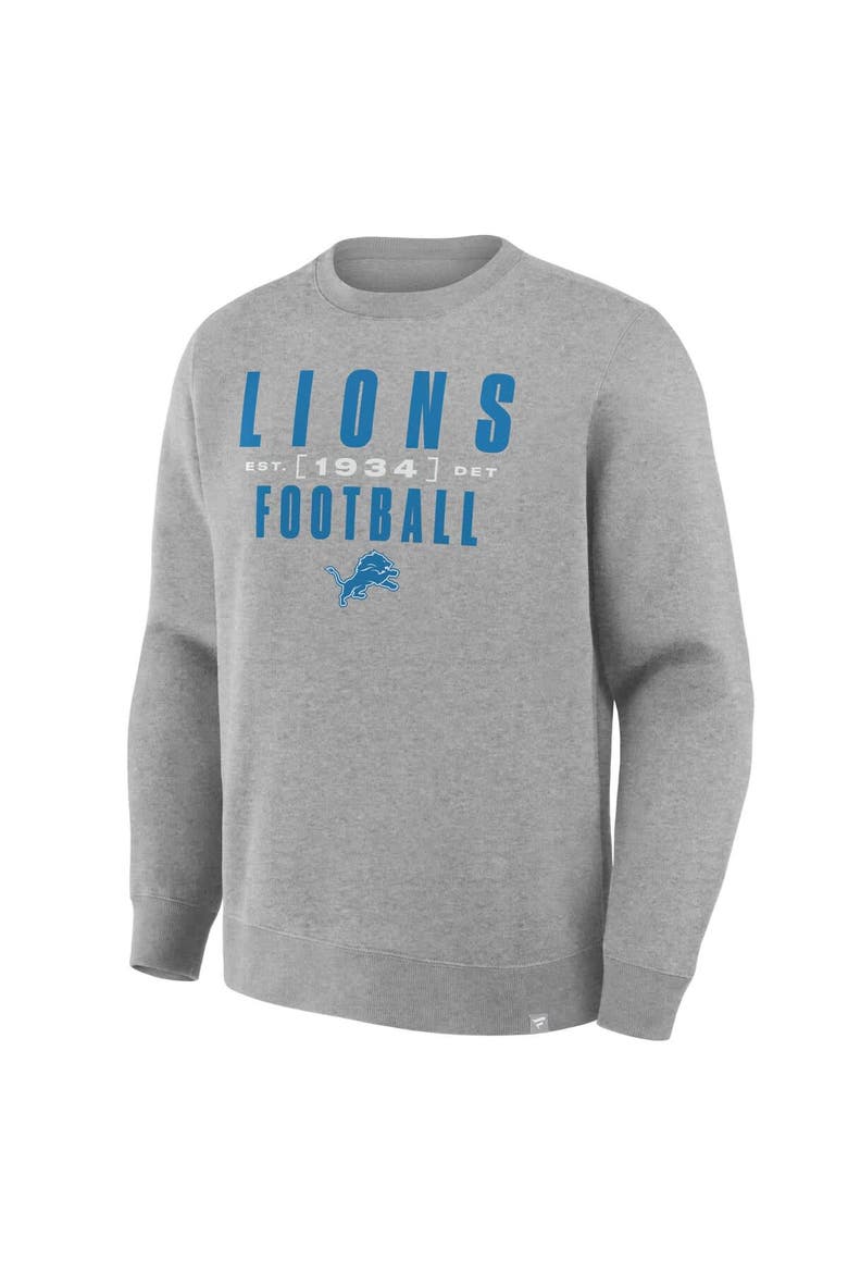 Men's Fanatics Heather Gray Detroit Lions Powerful Throw Legacy Pullover Sweatshirt, Alternate, color, Heather Gray